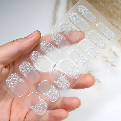 Semi Cured Wraps Fast Gel Nail Sticker Soild Nail Gel Wraps Adhesive Full Cover Gel Nail Decal UV Lamp Cured Manicure Decoration