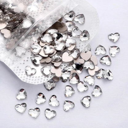 Mini Heart Glass Nail Rhinestones 100pc