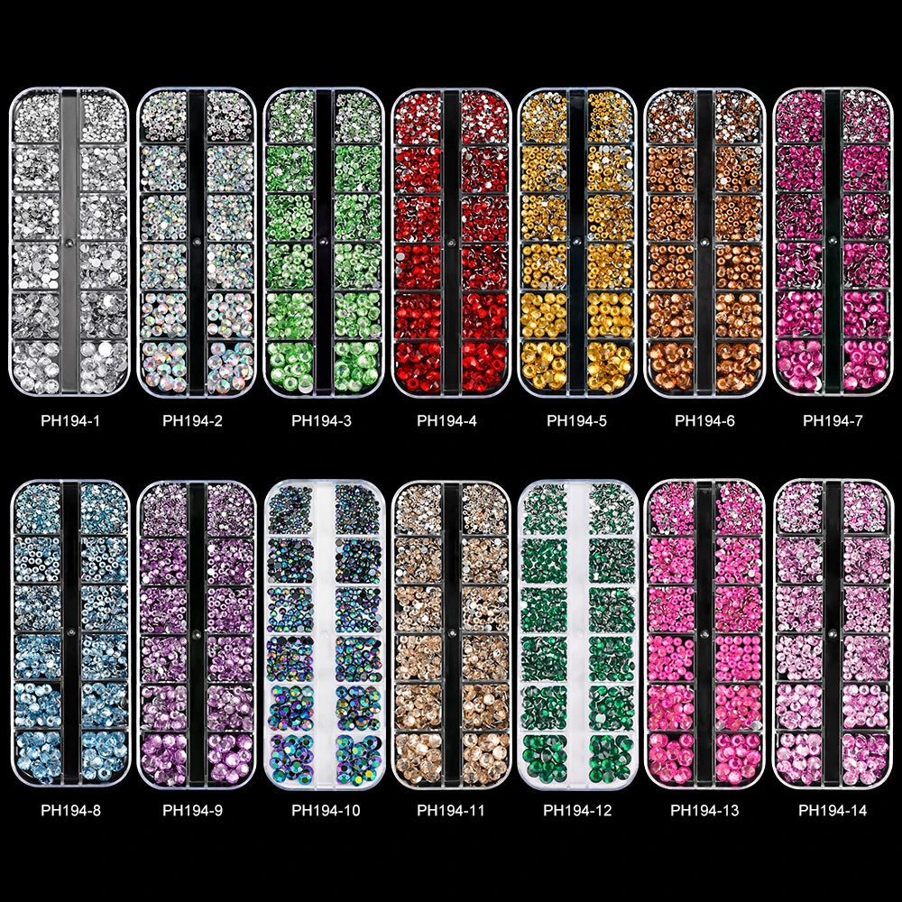 Crystal AB Rhinestone Nail Art Kit 12 Grid