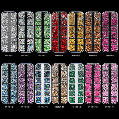 Crystal AB Rhinestone Nail Art Kit 12 Grid