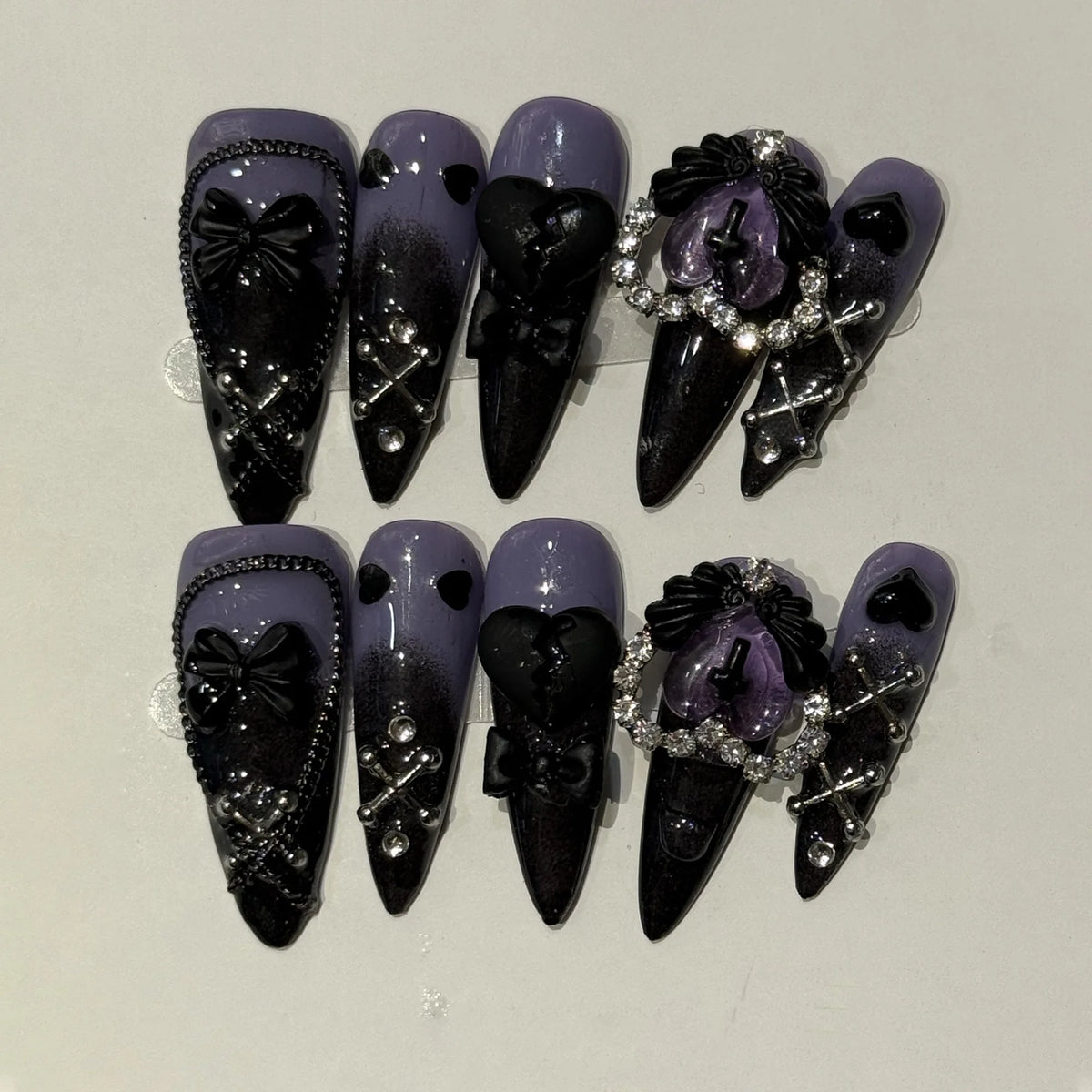 Blue Heart Stiletto Press-On Nails