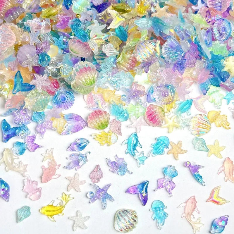 Conch Shell Jellyfish Ocean Nail Charms 50pc