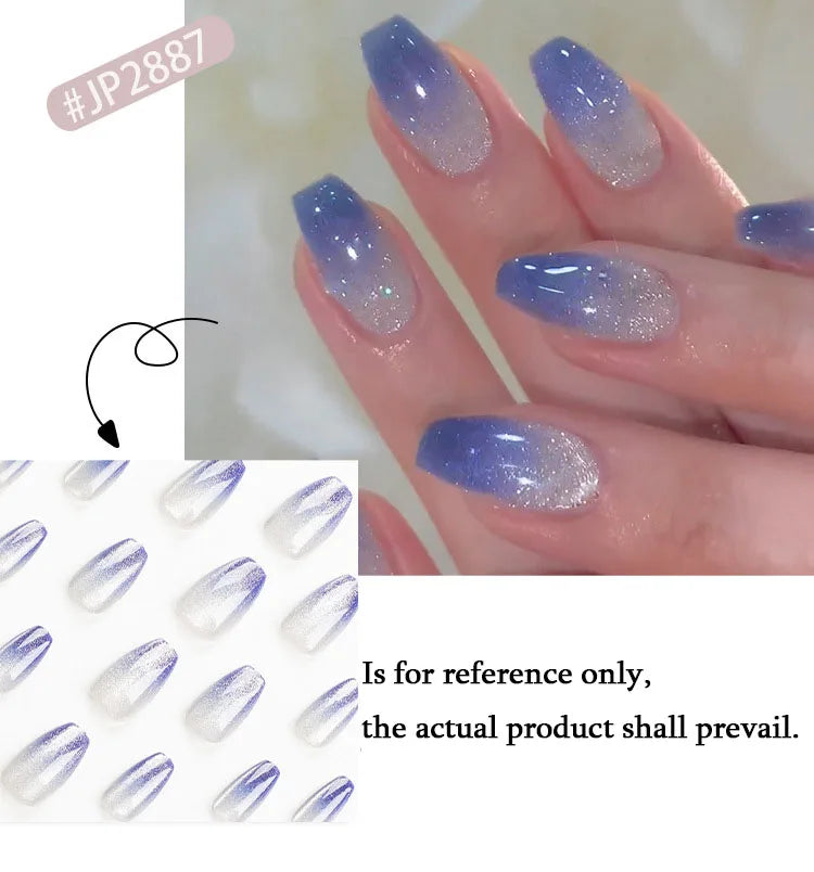 Blue Gradient Cat Eye Press-On Nails