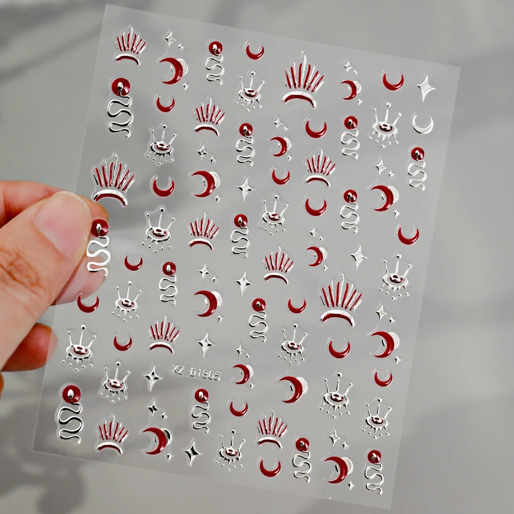 5D Bohemian Gold Silver Nail Art Stickers