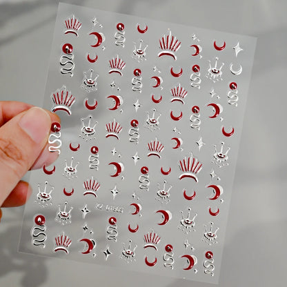 5D Bohemian Gold Silver Nail Art Stickers