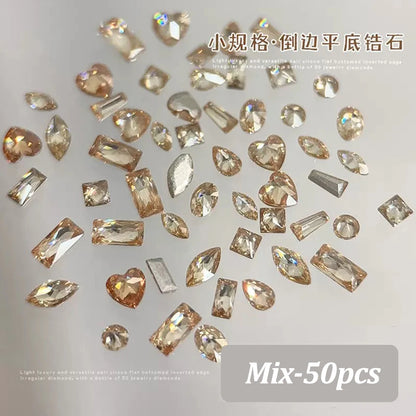 Mixed Shape Zircon Nail Rhinestones 50pc