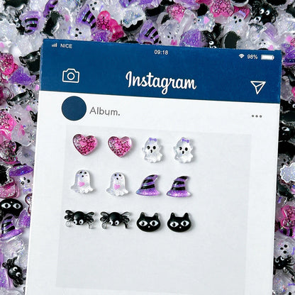 Cartoon Spider Cat Ghost Nail Charms 30pc