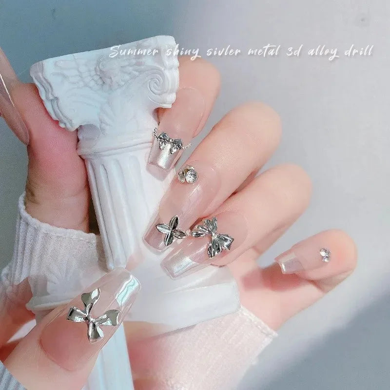 New 10pcs Butterfly Parts Ribbon Parts Ribbon Decorations Nail Figures Bows Nail Charms Bow Nail Accessories SZZS09