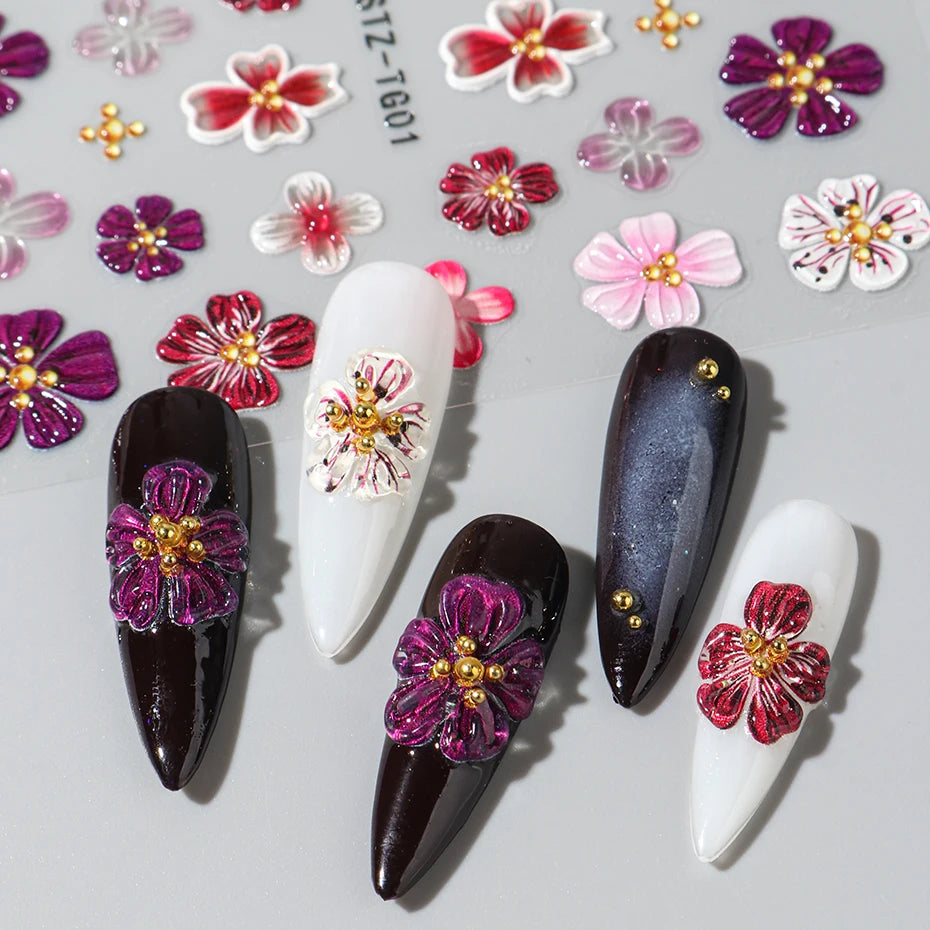 Spring Floral Jelly Nail Art Stickers