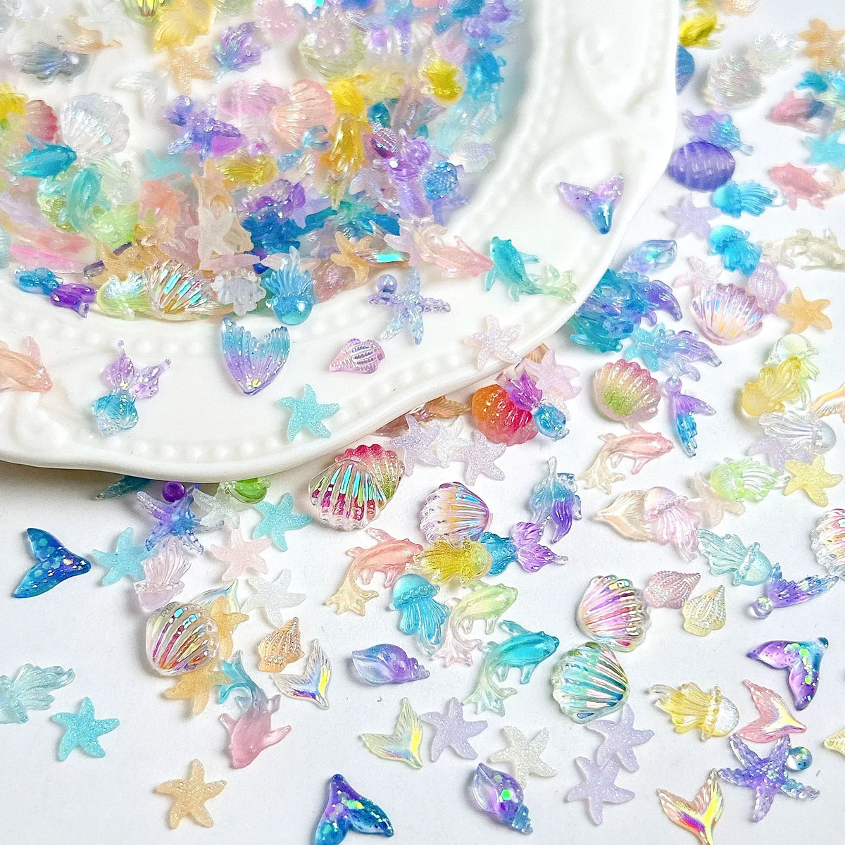 Conch Shell Jellyfish Ocean Nail Charms 50pc