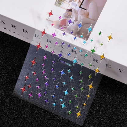 3D Laser Silver/Rose Gold Hollow Cross Star Nail Art Stickers Design Self-Adhesive Hollow Cross Star Nail/Body Art Decor Sticker