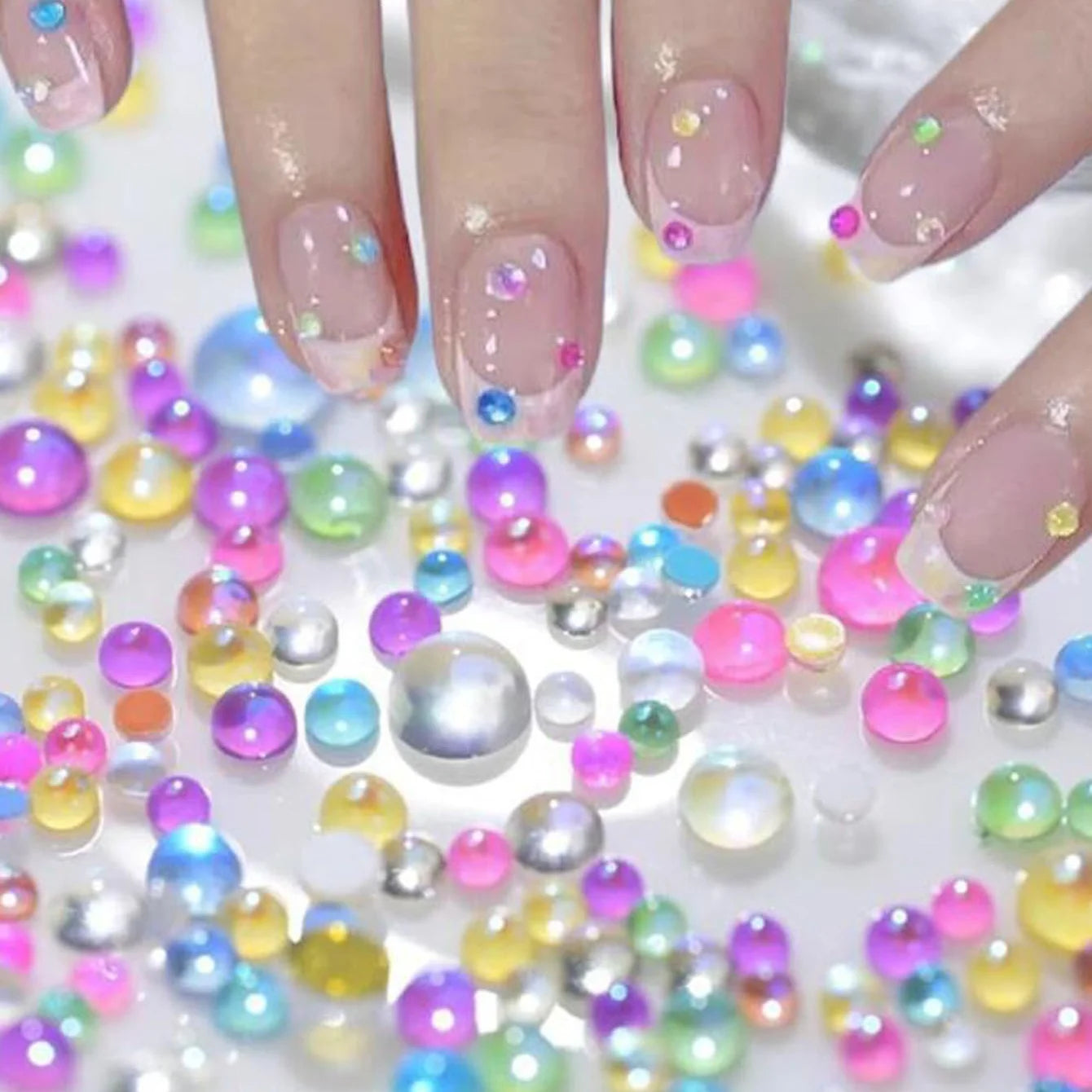 Mermaid Bubble Aurora Glass Nail Charms