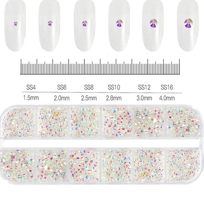Crystal AB Rhinestone Nail Art Kit 12 Grid