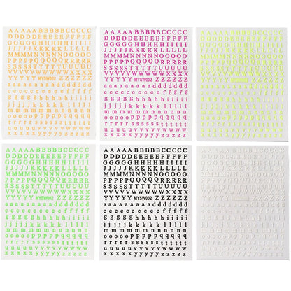 12Sheets 26-Bit Letters Nail Art Sticker Set Self-Adhesive Capital/Lower Case English Alphabet Nail Slider 3D Manicure Decal Kit
