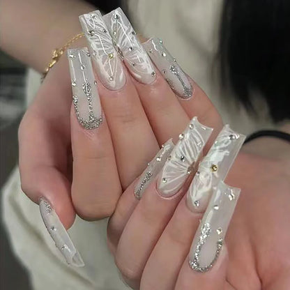 Leopard Cherry Rhinestone Press-On Nails