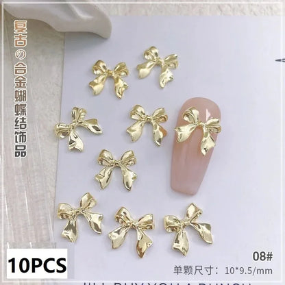 New 10pcs Butterfly Parts Ribbon Parts Ribbon Decorations Nail Figures Bows Nail Charms Bow Nail Accessories SZZS09