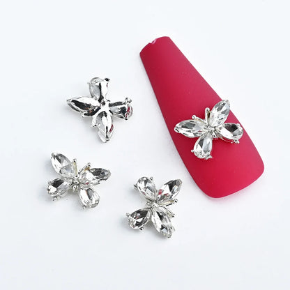 Pink Butterfly Zircon Nail Charms 10pc