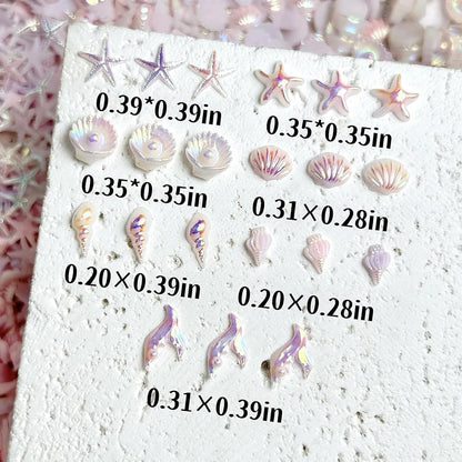 Ocean Theme Shell Starfish Nail Gems 50pc
