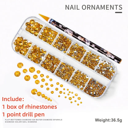 Crystal AB Rhinestone Nail Art Kit 12 Grid