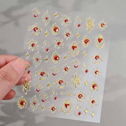 5D Bohemian Gold Silver Nail Art Stickers