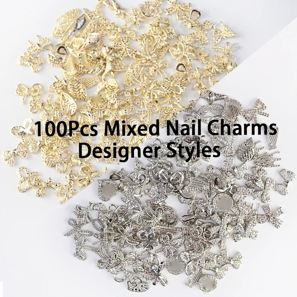 Mix Zircon Rhinestone Nail Charms 100pc