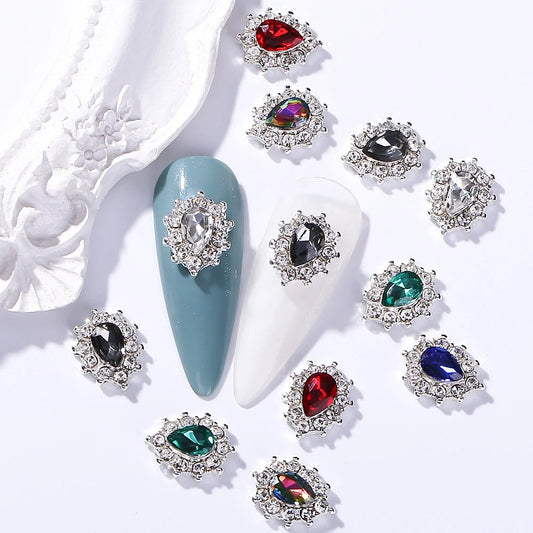 Luxury Zircon Flower Nail Charms 10pc