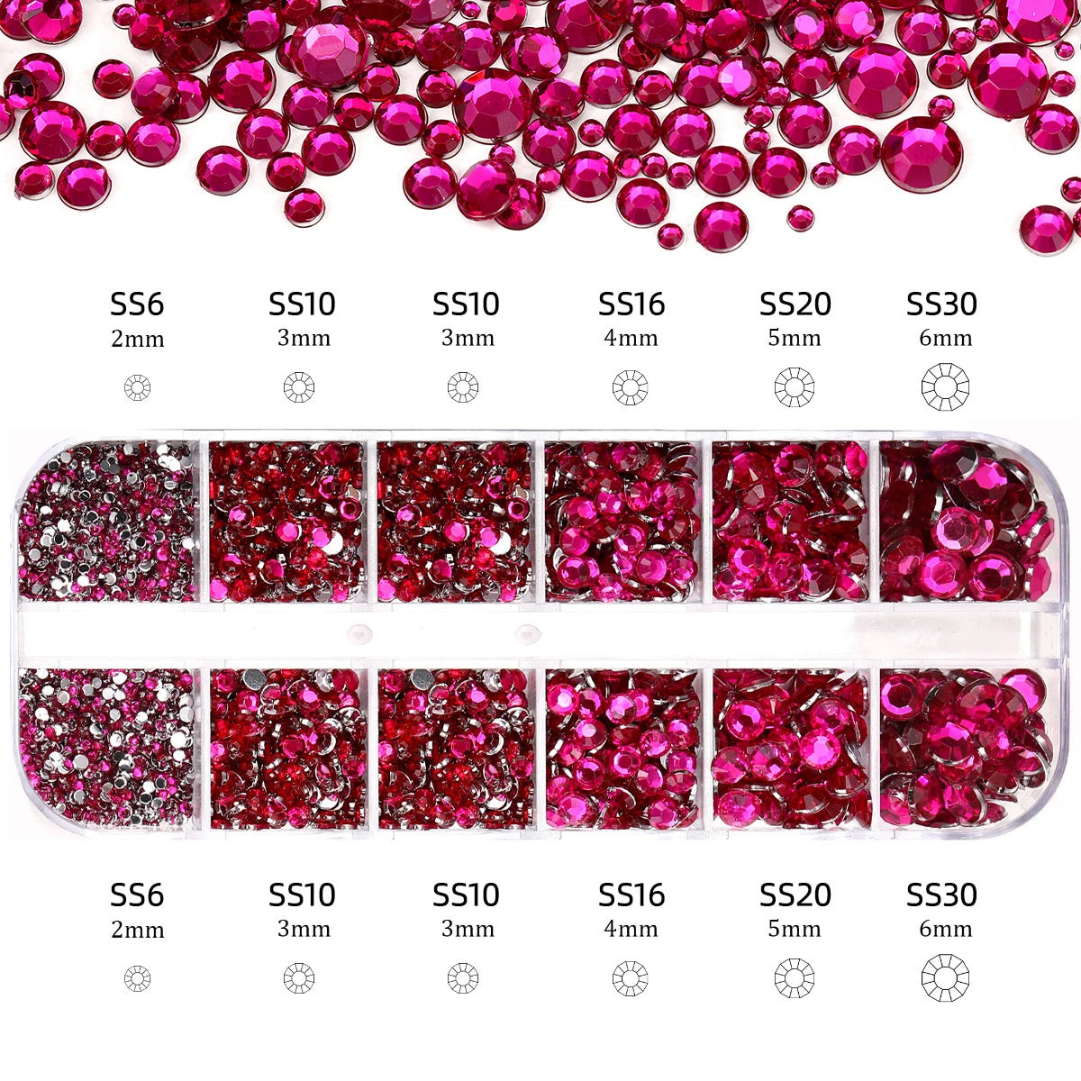 6mm Light Pink Heart Rhinestone 3D Nail Art Charms 50Pcs Flat-Back Crystal Manicure Accessory DIY Love Gems Stone Nail Decor*YK9