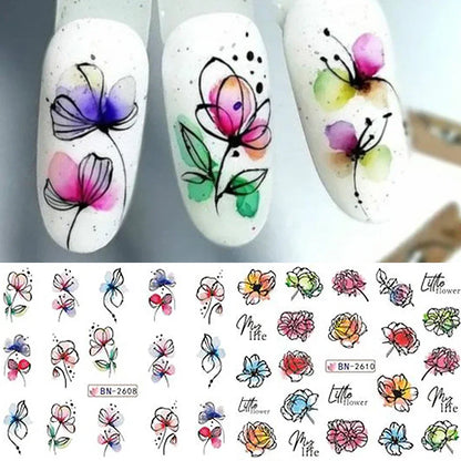 Ink Bloom Graffiti Nail Art Stickers