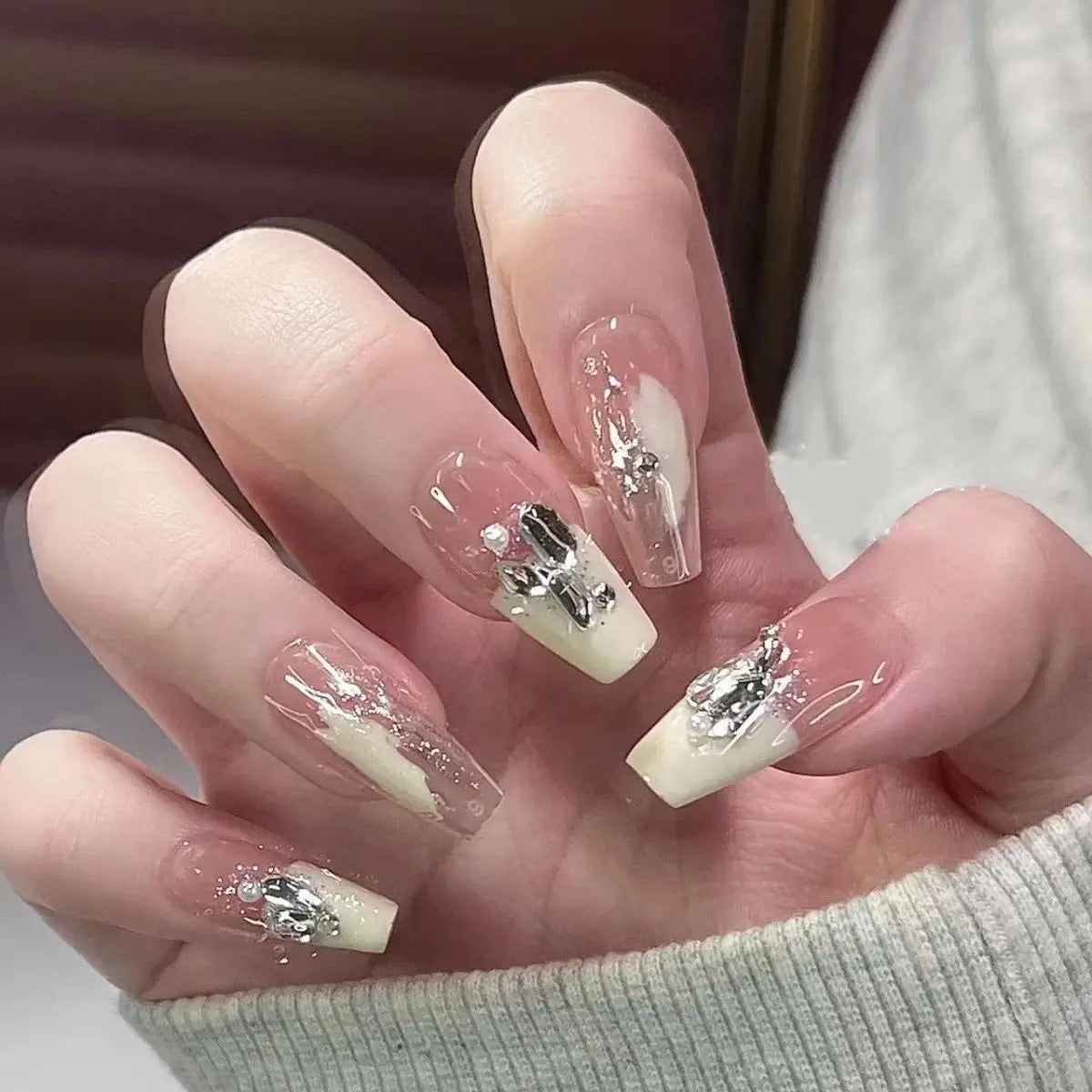 Moon Star Glitter Press-On Nails