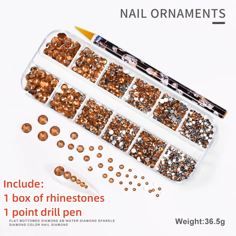 Crystal AB Rhinestone Nail Art Kit 12 Grid