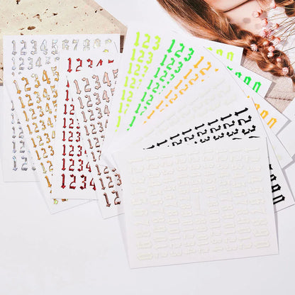 1 Sheet Arab Numbers Nail Art Sticker 3D Laser Self-Adhesive Manicure Decals Tips 8*10cm DIY Arabic Numerals Nail Decoration Par