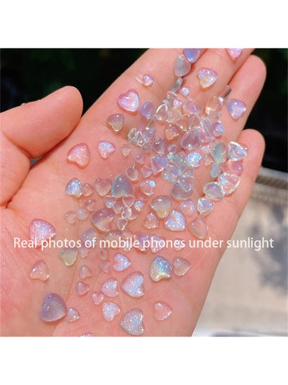 Kawaii Resin Heart Nail Charms 50pc