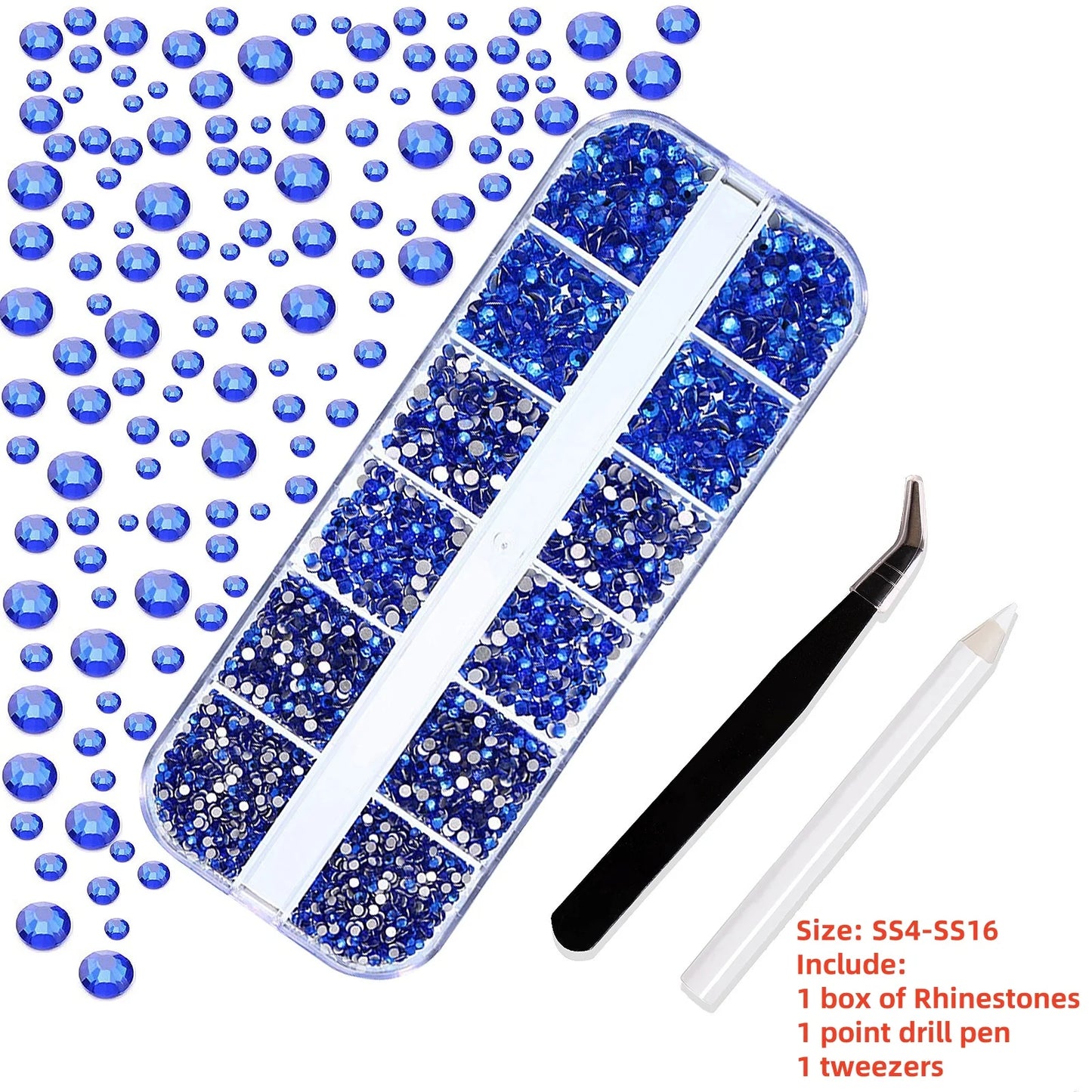 Crystal AB Rhinestone Nail Art Kit 12 Grid