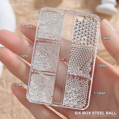 Gold Silver Pearl Caviar Nail Rhinestones