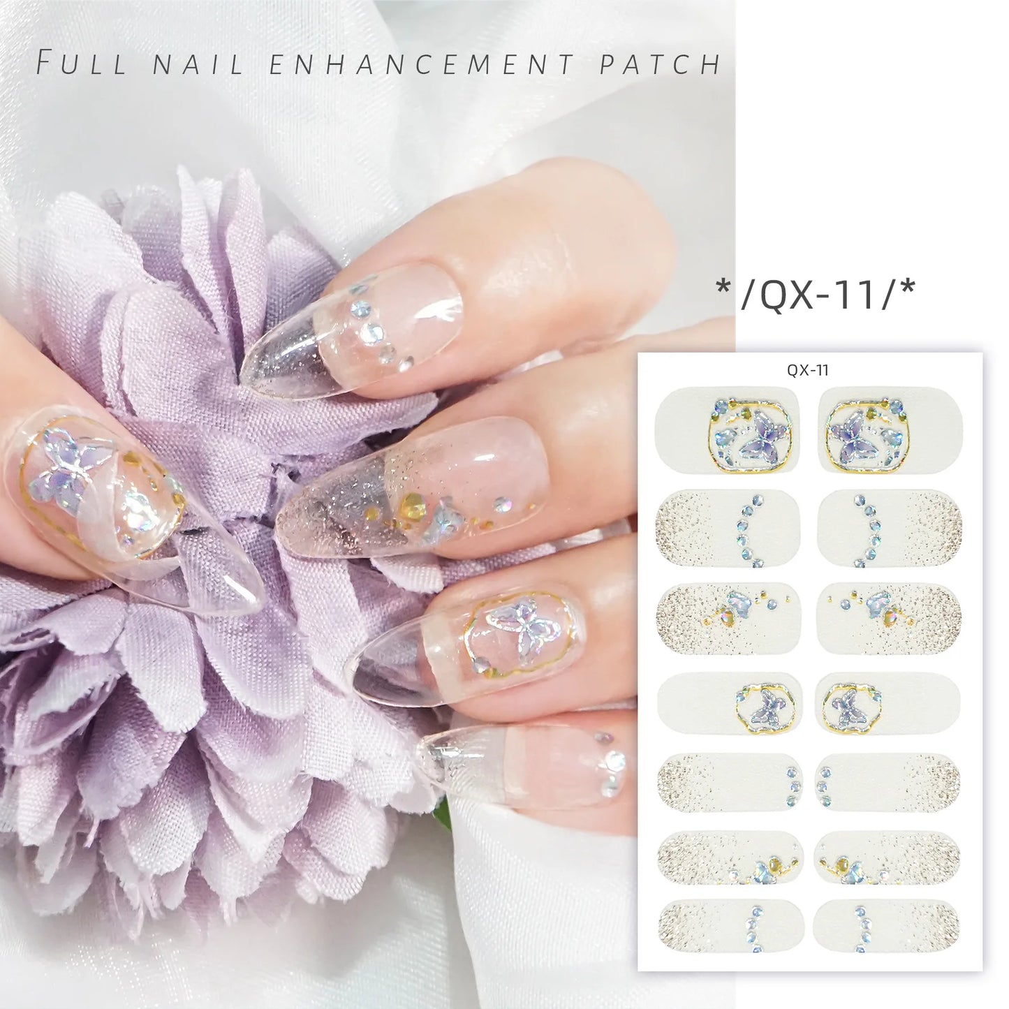 59 Style of Nail Stickers 1Sheet Rhinestones Fashion Nail Wraps Self Adhesive Manicure Decoracion DIY Full Cover Nail Sticker#5-