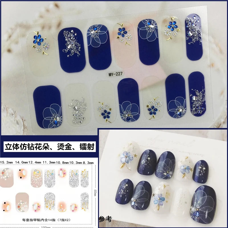 59 Style of Nail Stickers 1Sheet Rhinestones Fashion Nail Wraps Self Adhesive Manicure Decoracion DIY Full Cover Nail Sticker#5-