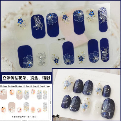 59 Style of Nail Stickers 1Sheet Rhinestones Fashion Nail Wraps Self Adhesive Manicure Decoracion DIY Full Cover Nail Sticker#5-