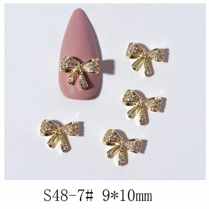 Crystal Bow Butterfly Pearl Nail Charms