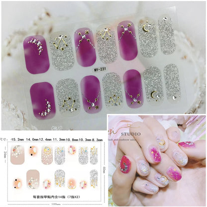 59 Style of Nail Stickers 1Sheet Rhinestones Fashion Nail Wraps Self Adhesive Manicure Decoracion DIY Full Cover Nail Sticker#5-