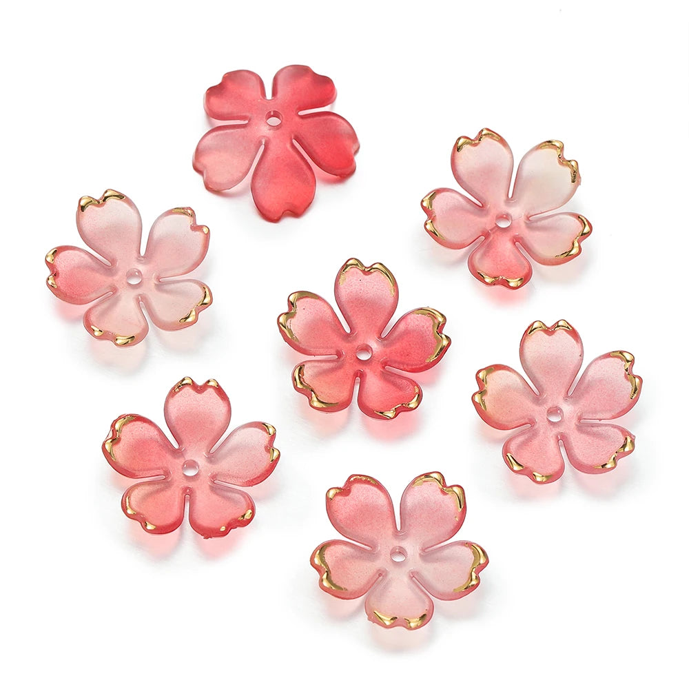 Cherry Blossom Acrylic Beads 50pc