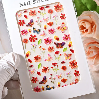 5D Sea Nail Art Stickers Embossed Self-Adhesive Ocean Beach Style Nail Slider Kawaii Starfish/Shell/Coral Reef Decor Nail Decals