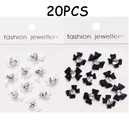 30/20/10PC Pink Ribbon Resin Bow Parts Nail Charms Mix-Style Bow Rhinestone Jewelry 8-12mm Y2K Accessory for DIY Manicure Decora