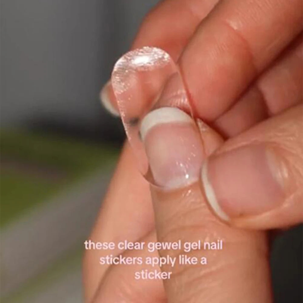 Clear Semi Cured Gel Nail Stickers infused Transparent Gel Polish Slider UV lamp Cured Extended Nails Tip Strips DIY Manicure*T1