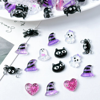 Cartoon Spider Cat Ghost Nail Charms 30pc