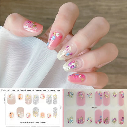 59 Style of Nail Stickers 1Sheet Rhinestones Fashion Nail Wraps Self Adhesive Manicure Decoracion DIY Full Cover Nail Sticker#5-