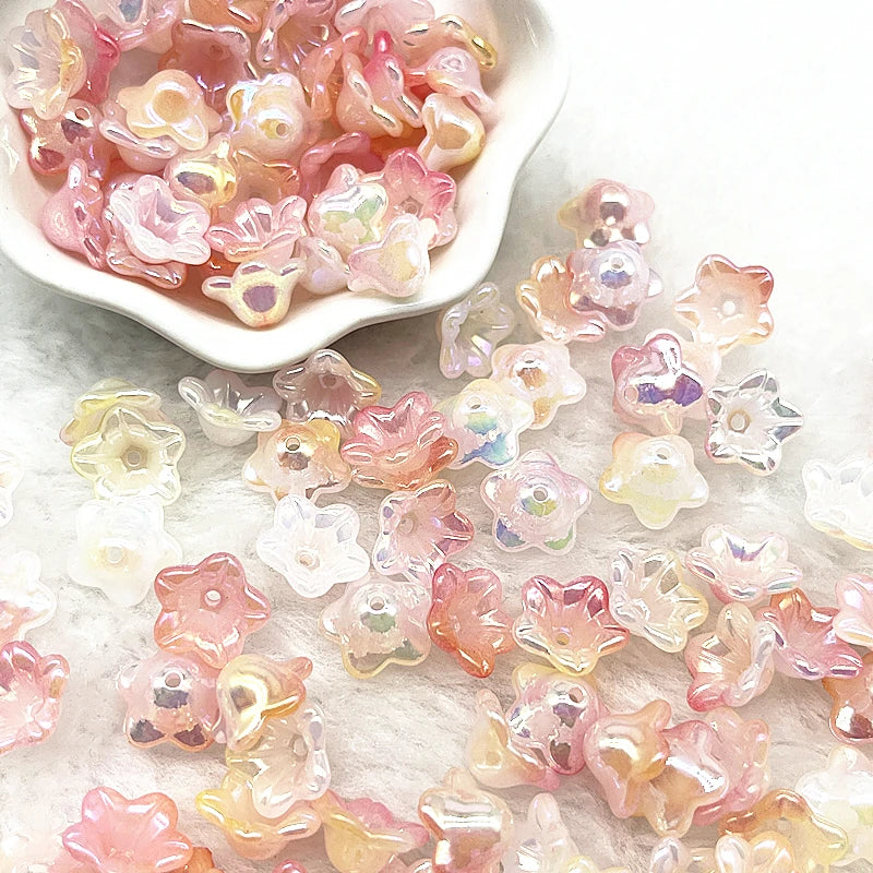 Gradient Bellflower Acrylic Bead Caps 50pc