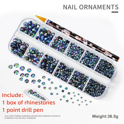 Crystal AB Rhinestone Nail Art Kit 12 Grid