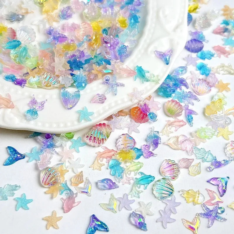 Conch Shell Jellyfish Ocean Nail Charms 50pc