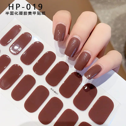 Semi Cured Wraps Fast Gel Nail Sticker Soild Nail Gel Wraps Adhesive Full Cover Gel Nail Decal UV Lamp Cured Manicure Decoration