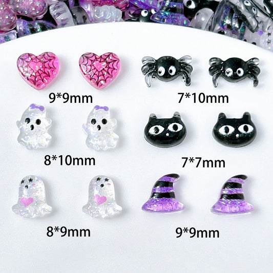 Cartoon Spider Cat Ghost Nail Charms 30pc